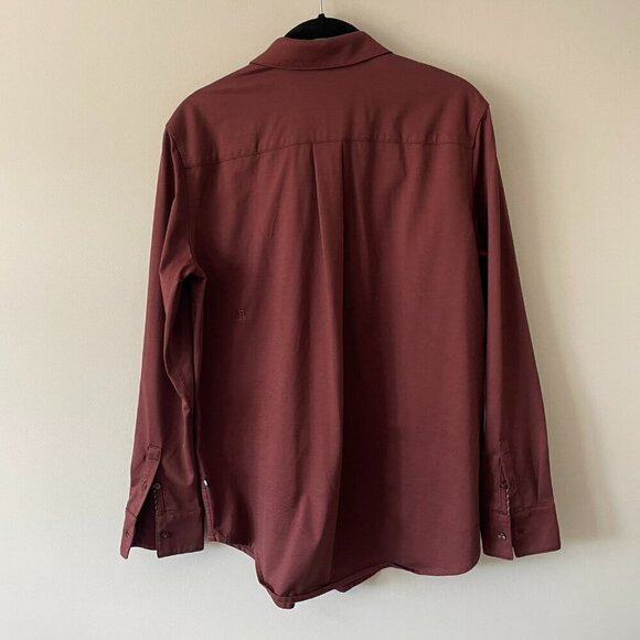 Kit And Ace Long Sleeve Collared Casual Button Up Shirt Burgundy Red Small - Picture 3 of 11
